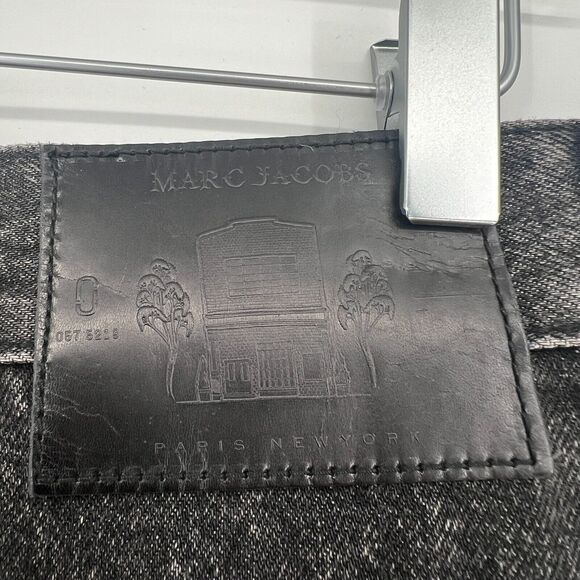 Marc Jacobs Denim Skirt Womens 29 Punk Patches Embroidered Black Goth Grunge - Picture 7 of 9